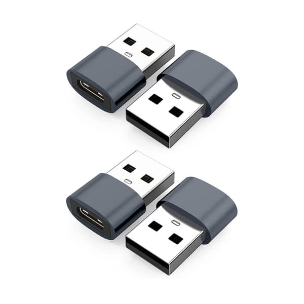USB til USB-C adapter 4-pak – Type-C hun til USB-A han, USB 2.0 opladning og data, PD-kabel og lydkonverter, kompakt multi-farvet Gray Gray