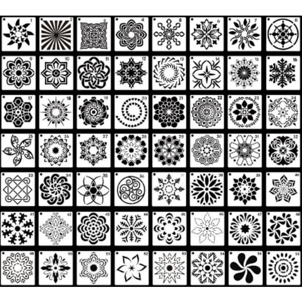 Mandala stencil genanvendelige mandala malingskabeloner 56-pakke