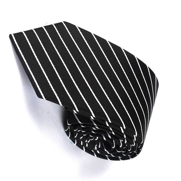 Klassisk slips av polyestersilke Black + white stripes Black + white stripes