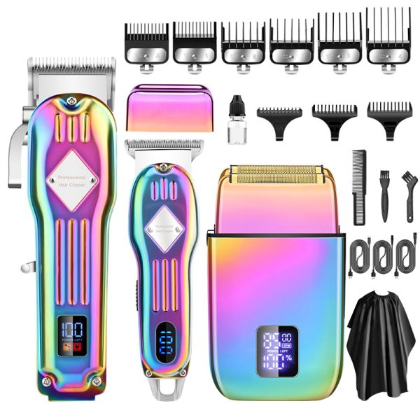 INF Professionel hårklipper skægtrimmer sæt 3 niveauer lang batterilevetid MultiColor
