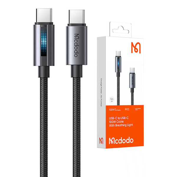 Mcdodo CA-5740 USB-C–USB-C-kaapeli, 100 W 1,2 m (musta)