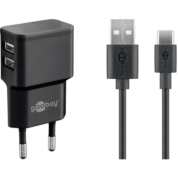 USB-C™ Dual laddningssats (12 W) Svart