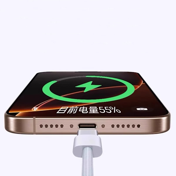 2-pack flätad USB-C till USB-C-kabel - grå och vit 1M