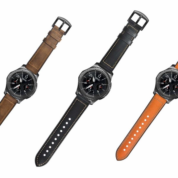 Armband Samsung Gear S3 Classic, Frontier, Galaxy Watch 22 mm Läder Svart