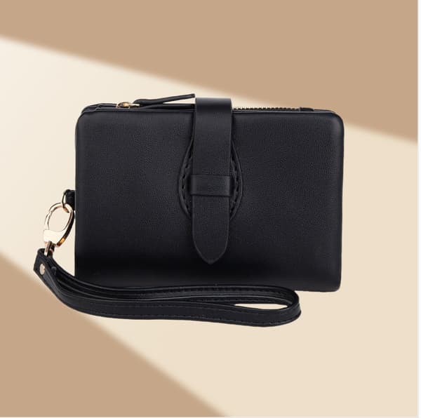 Ny RFID Damplånbok PU Läder Tri-Fold Kort Plånbok Retro Mode Dragkedja Spänne Myntväska - Perfekt för daglig användning Black Black