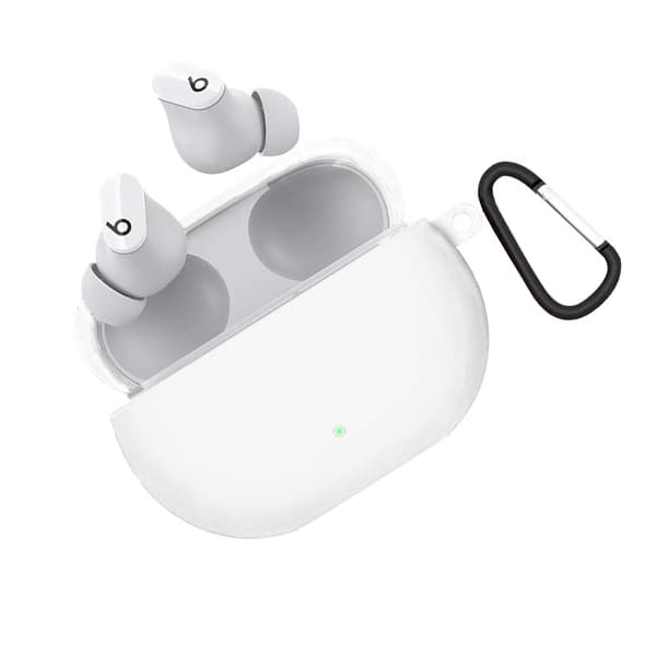 Kompatibel med Beats Studio Buds Silikone Etui med Spænde - Optimal Beskyttelse White White
