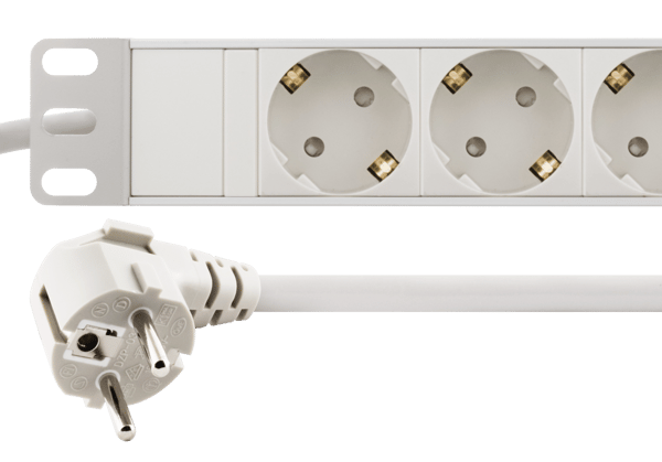 Power outlet, 9xCEE 7/3, 1xCEE 7/7, pet-protected, 3m, white