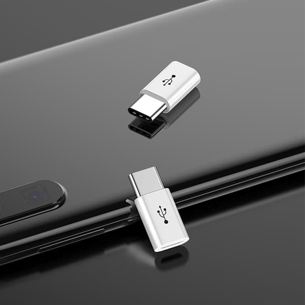 Android till USB-C-adapter 2-pack kort – PD 5A snabbladdning och dataöverföring, plug-and-play för resor och vardagsanvändning, kompakt lätt att bära Black
