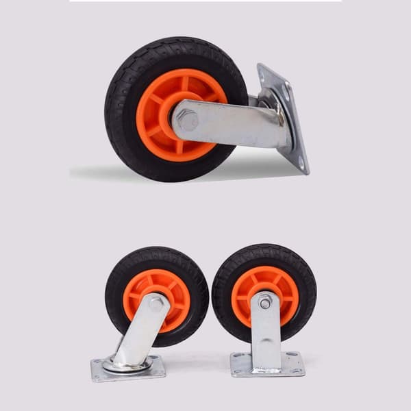 Silent PVC Caster Wheel with Steel Bracket 5in Orange Core Plate Mount High Load Capacity