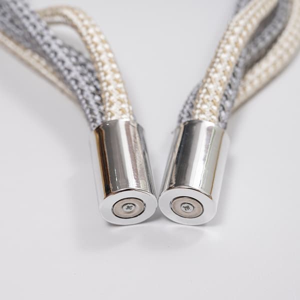 Flettede magnetiske gardinbindere, 2-pak White+Grey White+Grey