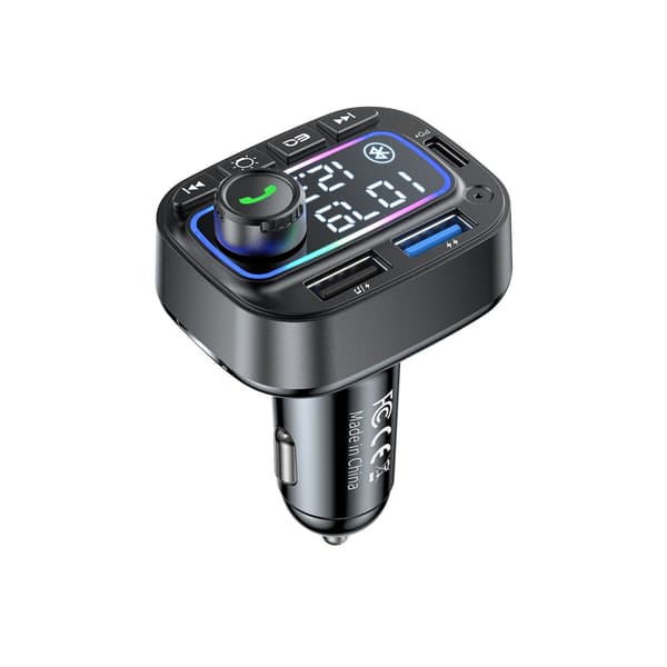 Bil Bluetooth MP3-spelare – Bluetooth 5.3 FM-sändare med dubbla USB och PD30W snabbladdning, 12-24V