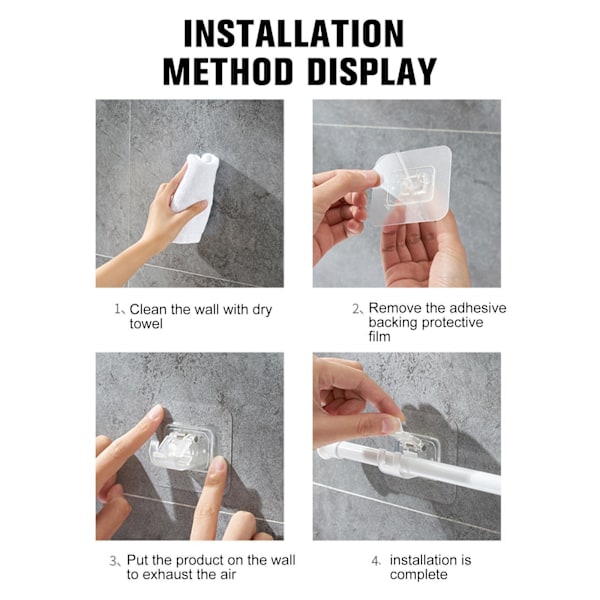 INF Självhäftande hållare för gardinstång 2-pack Transparent