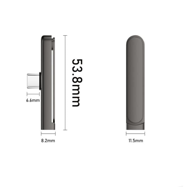 USB-C-hona till USB-C-hane-adapter med vikbart mobilstativ, 240WMax, aluminiumlegering + PVC, djupgrå, 2-pack