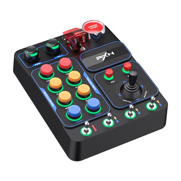 PXN CB1-kontrollpanel för bilsimulering, 30 programmerbara knappar och RGB-bakgrundsbelysning