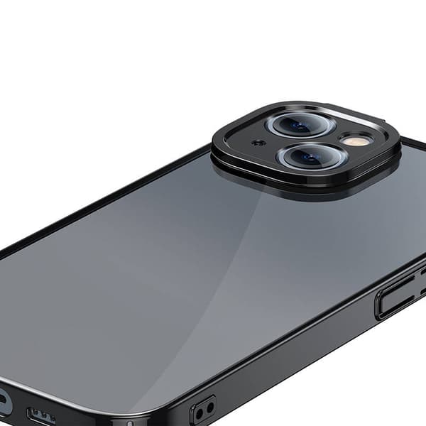 Baseus Glitter läpinäkyvä kotelo ja karkaistu lasisetti iPhone 14 Plus:lle (musta)