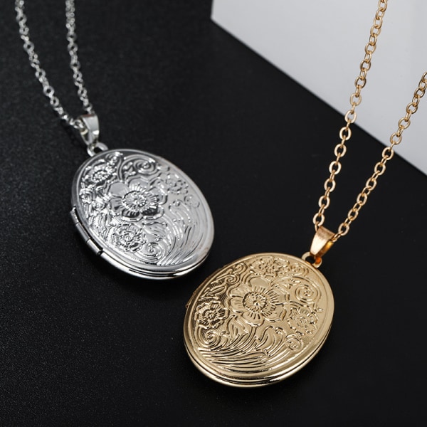 Elegant Kopparhalsband med Öppningsbart Hänge Guld