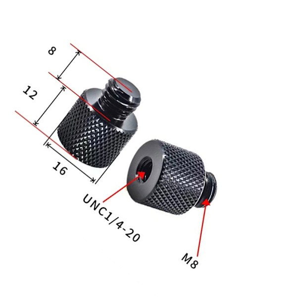 Stativ gevindadapter M12 til 1/4" han - 5-pak M8