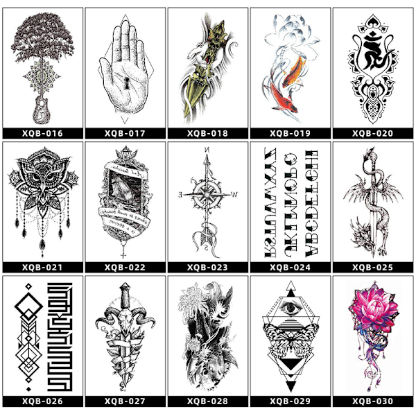 Tillfällig tatueringshylsa, helarm djur- och blomtatueringsdekal