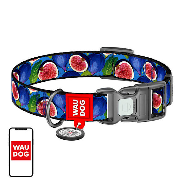 Waudog "Fig" hundhalsband i nylon med QR-kod, storlek XL