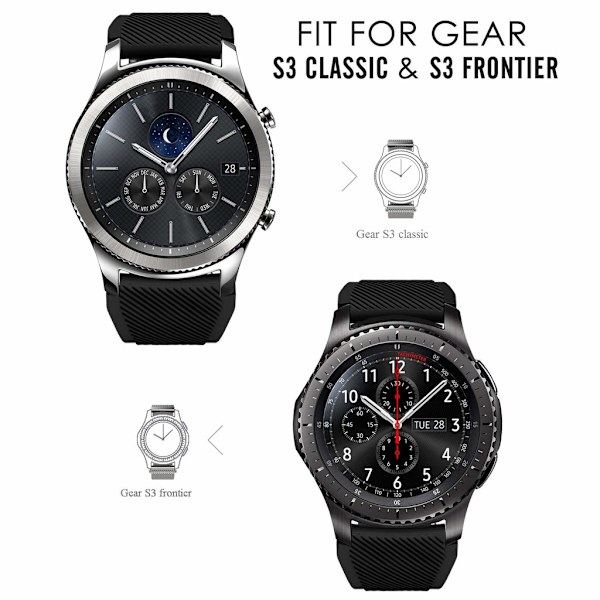 Samsung Gear S3 Frontier / Classic ranneke Musta