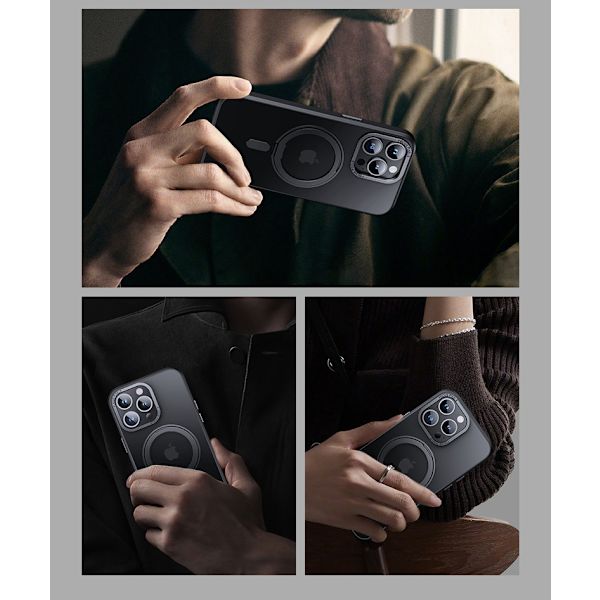 Magnetiskt skyddande telefonfodral med osynligt stativ som är kompatibelt med iPhone iPhone 14 Pro Max Svart