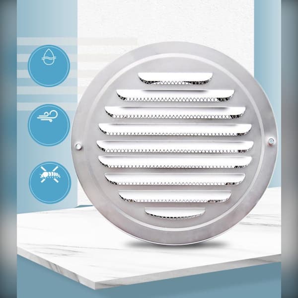 Fladtop ventilhætte i rustfrit stål til udvendig vægventilation – regnsikker lamel, insektnet og hurtig montage White White