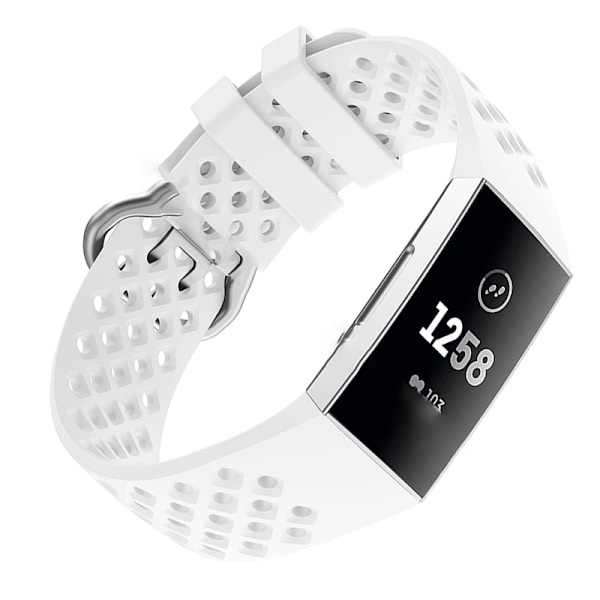 Hvid silikonerem til Fitbit Charge 3 - Stor