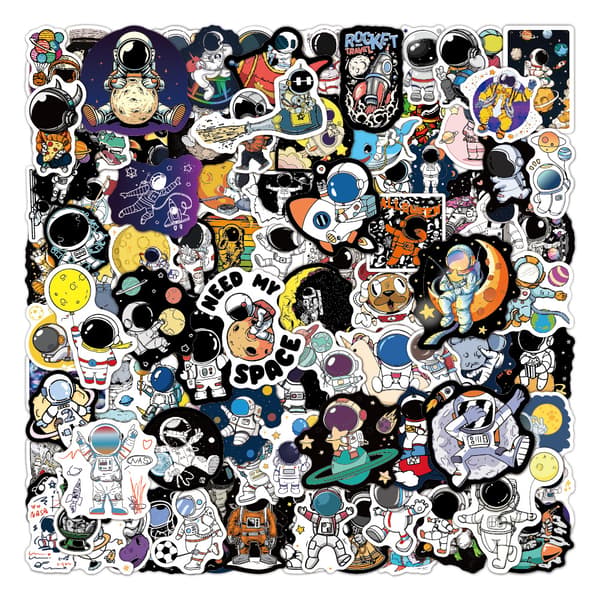 Laser Astronaut Stickers - 100 Unikke Designs