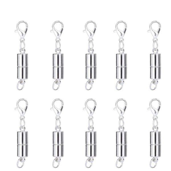 10 Pack magnetiske smykker Connector låse til halskæde armbånd Silver