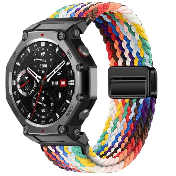 Elastisk flettet magnetisk rem kompatibel med Amazfit T-Rex 2 - Nylon urrem Multicolor2 Multicolor2