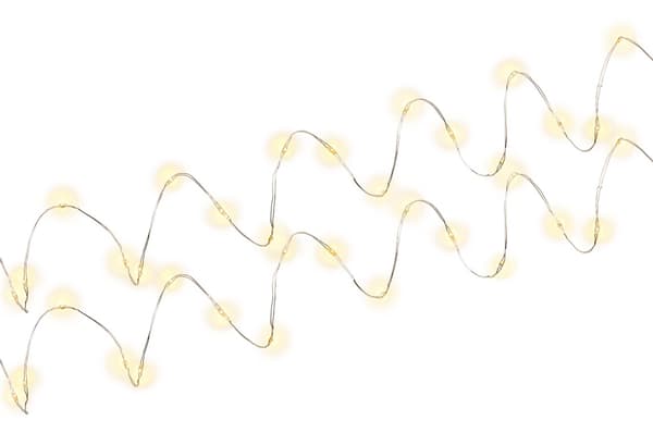 2 x Ljusslinga med silvertråd och 20 LED-lampor, inkl. timer