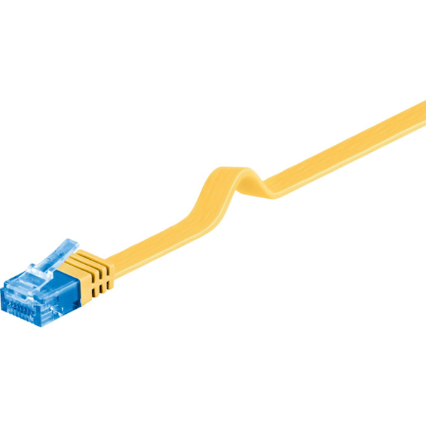 CAT 6A platt patchkabel, U/UTP, gul