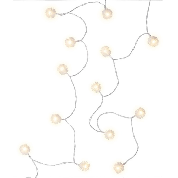 20 LED ljusslinga "Snöboll" Transparent, Vit