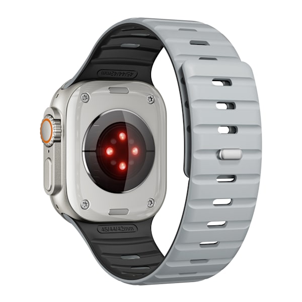 Magnetiskt silikonarmband för Apple Watch - Svart/Orange (38/40/41mm) Grå