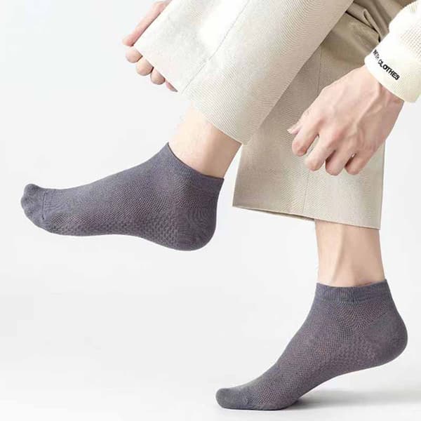 7 par ankelsokker - Åndbart mesh, skridsikre, svedabsorberende i sort, lysegrå, hvid, blå, mørkegrå, kaffe og grøn