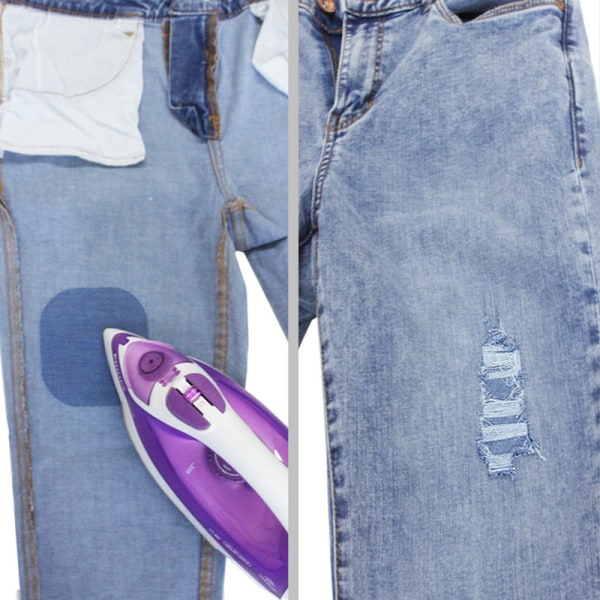 Firkantede strygelapper til jeans 5-pak Denim blå 12.5x12.5 cm