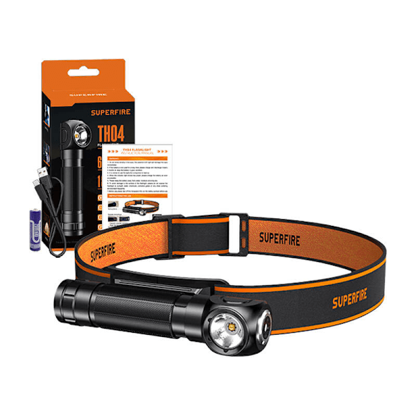 2-i-1 pandelampe Superfire TH04, 600lm, USB-C