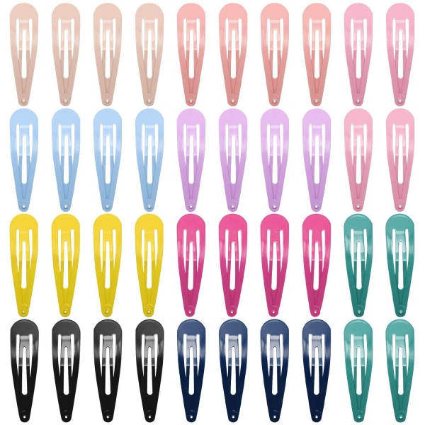 40-Styks Metal Snap Hair Clips Candy Color