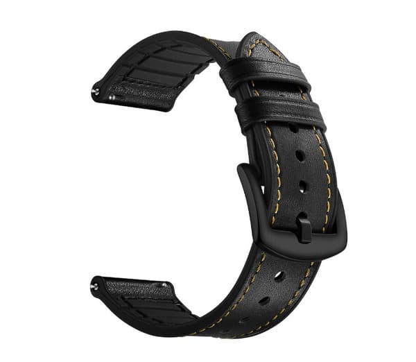 Silikone- og læderrem til Galaxy Watch 3/5 Black 22 mm Black 22 mm