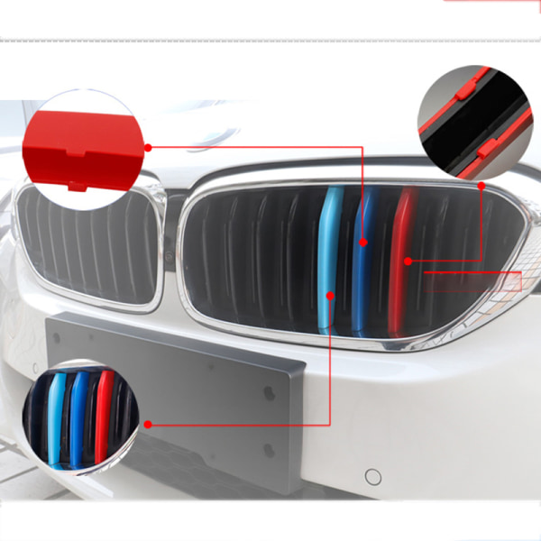 Grill Trim Clips til 16-19 BMW X1 7 lamelriste