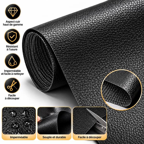 Selvklæbende reparationsplaster syntetisk læder 50x138 cm Black Black