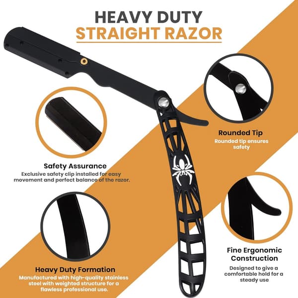 Manuel Styling Barberkniv med 10 Blade - Rustfrit Stål Barberkniv til Præcis Barbering Red Red