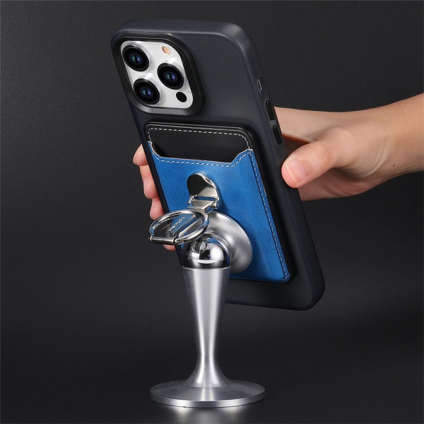Magnetisk korthållare med justerbar stativ Ringhållare för iPhone 15/14/13/12 Blå