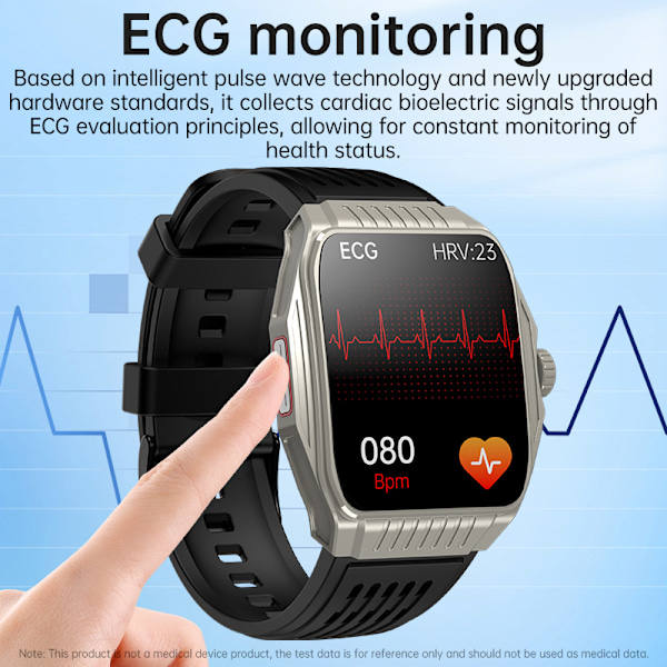 Smartklocka med Sömnhjälp, EKG, Bluetooth-samtal Svart