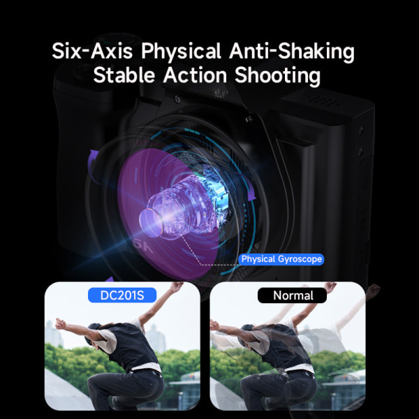 Digitalkamera 5K/48MP/16X zoom/6-axis stabilisering 3,5" skärm WiFi