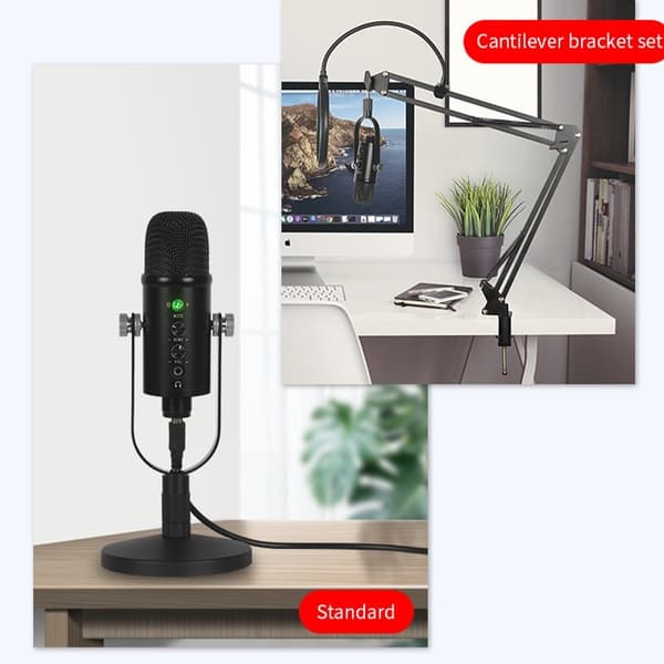 USB Kondensatormikrofon - Studioinspelning & Streamingmikrofon med Stativ, Kompatibel med Datorer och Mobiler
