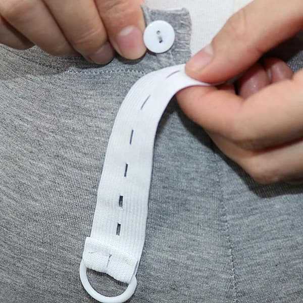 Justerbart Knapphålsresårband - Förtjockat Resår med 10 Knappar White White
