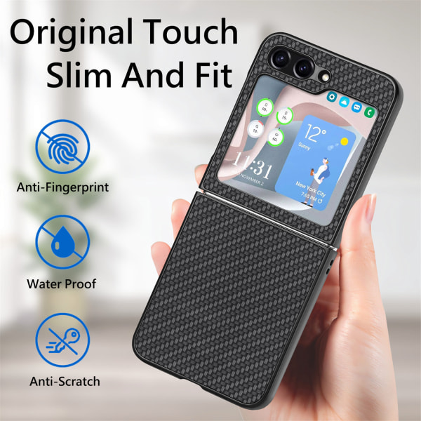 Carbon Fiber Pattern Back Cover Type Phone Case för Samsung Gala Svart