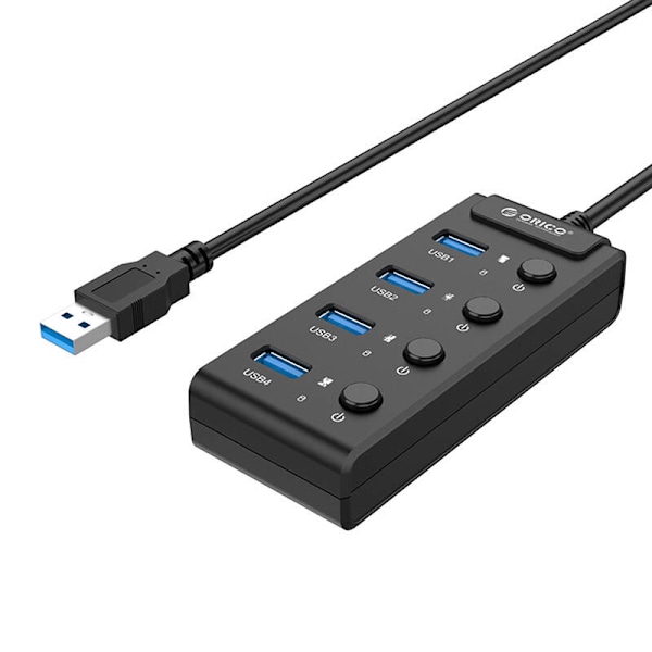 Orico USB 3.0. Hub med omkopplare, 4x USB (svart)