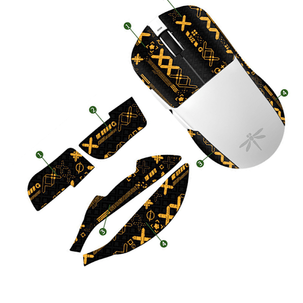 Forbedrede Grip Mouse Stickers - Sort Guld Print, Halv-Wrap